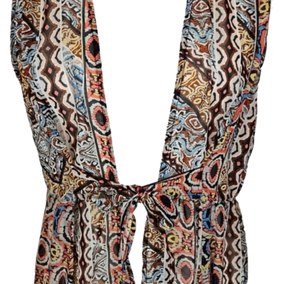 Long Swim Coverup Sheer Boho Bohemian-Style Print - Picture 2 of 10